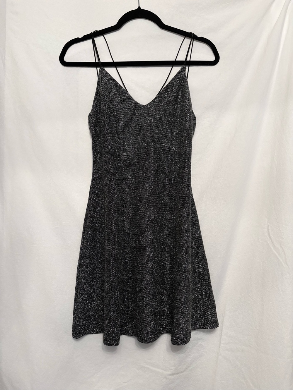 H&M Black Sparkle Mini Dress with Double Spaghetti Straps